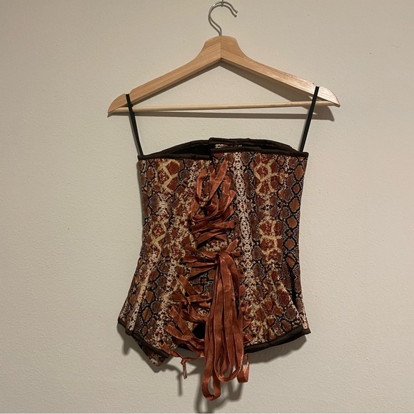 Subculture Brown Snakeskin Print Corset Top, Size 22 (26-27 inch waist) - Picture 4 of 5
